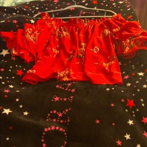 A beautiful off the shoulder flower blouse